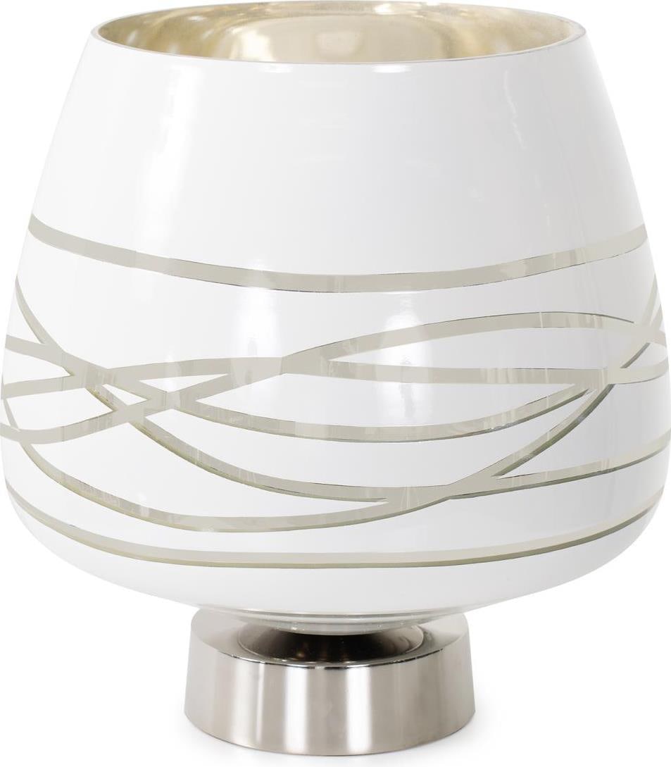 Howard Elliott Lustig Vessel in Glossy White Aluminum 11.75": Howard Elliott Lustig Vessel in Glossy White Aluminum 11.75" The Lustig Vessel is an exquisite piece that embodies elegance in Artic Silver. This stunning vessel features a glossy white finish that be