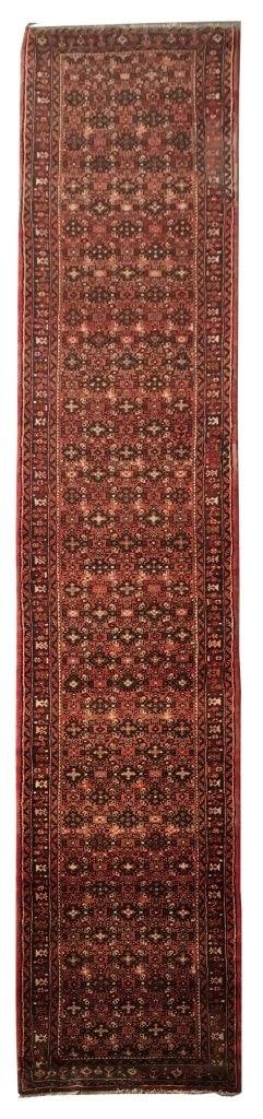3'1" x 19'4" Handcrafted Persian Hamadan Runner Rug Red Orange (1 of 7)