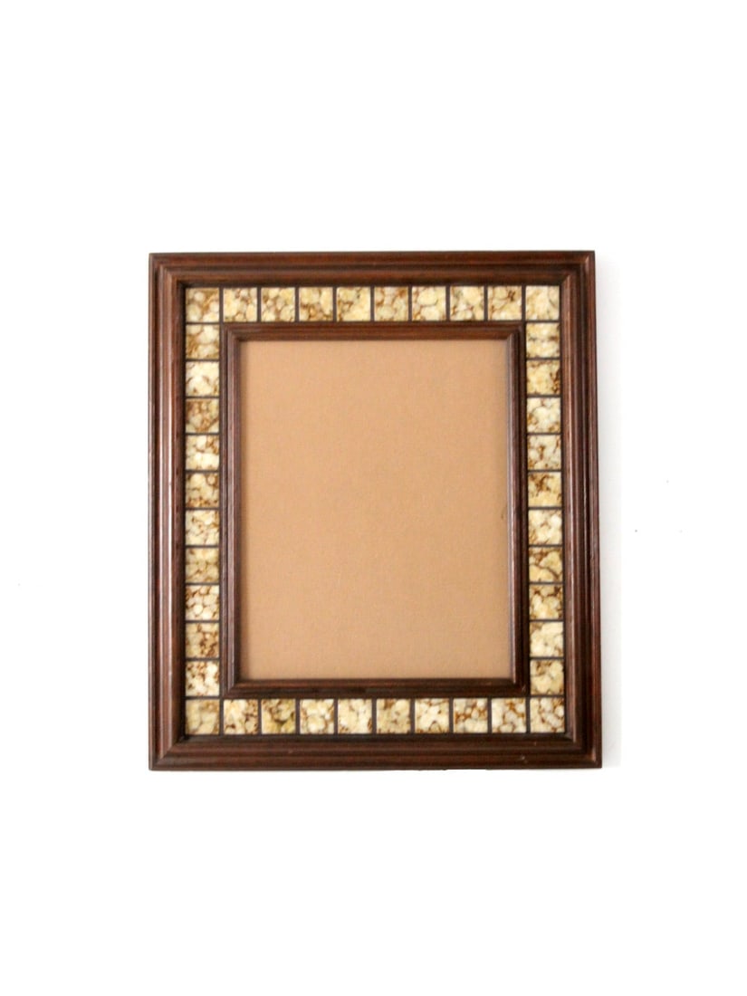 Vintage Wooden Picture Frame with Stone Mosaic 26 x 30 Inches (1 of 9)
