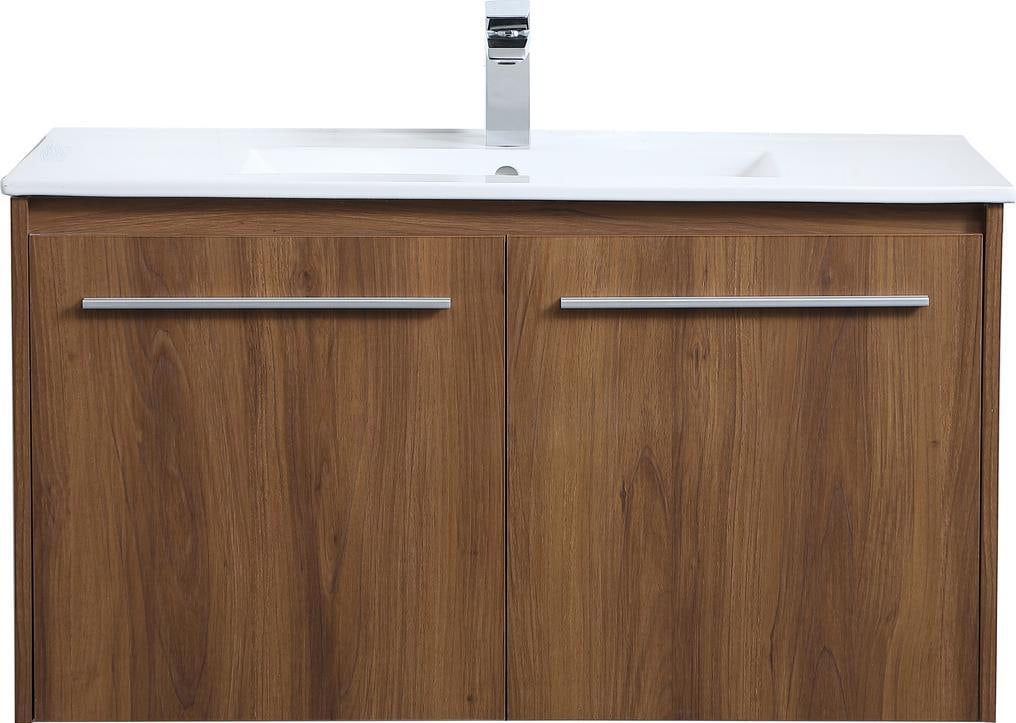 Elegant Lighting 36 Inch Walnut Floating Bathroom Vanity: Elegant Lighting 36 Inch Walnut Floating Bathroom Vanity This elegant 36" Walnut Floating Vanity is designed to enhance the functionality and style of your bathroom. Crafted from durable MDF, it featu