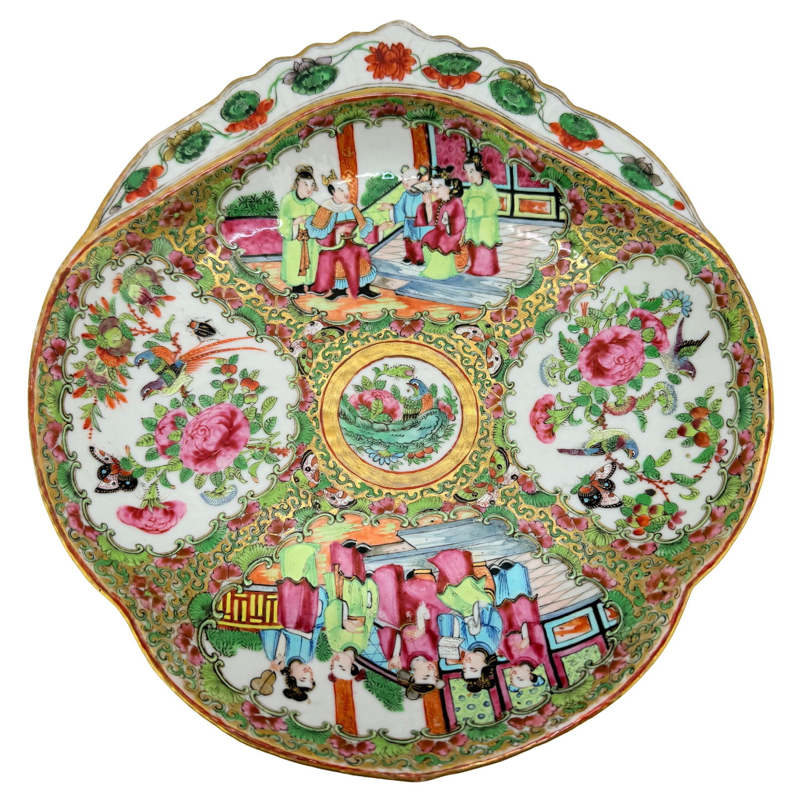 19th Century Chinese Rose Medallion Porcelain Shrimp Dish (1 of 9)