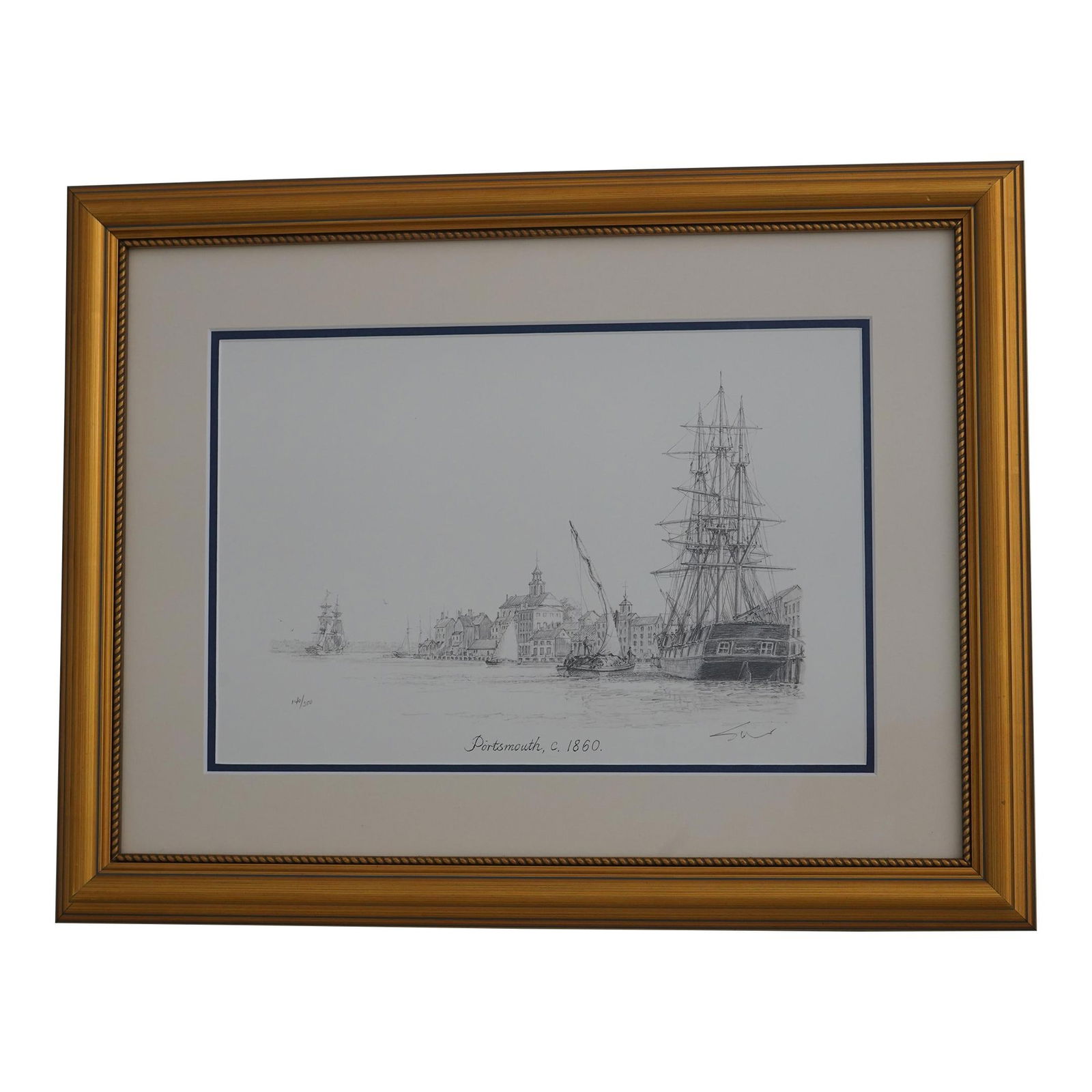 Portsmouth Harbor Signed Numbered Print in Gold Frame 23.5x18.5 (1 of 10)