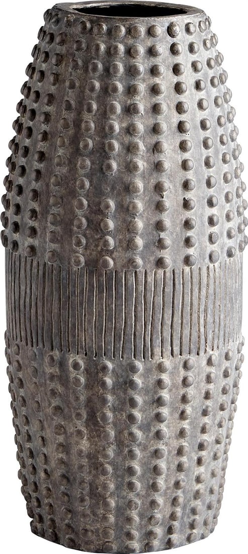 Cylindrical Gray Ceramic Scoria Vase by Cyan 19H Bohemian Style (1 of 2)