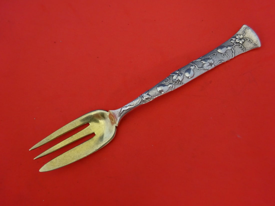 Tiffany & Co. Vine Sterling Silver Caviar Fork Gold Washed 6" Gourds Motif (1 of 6)
