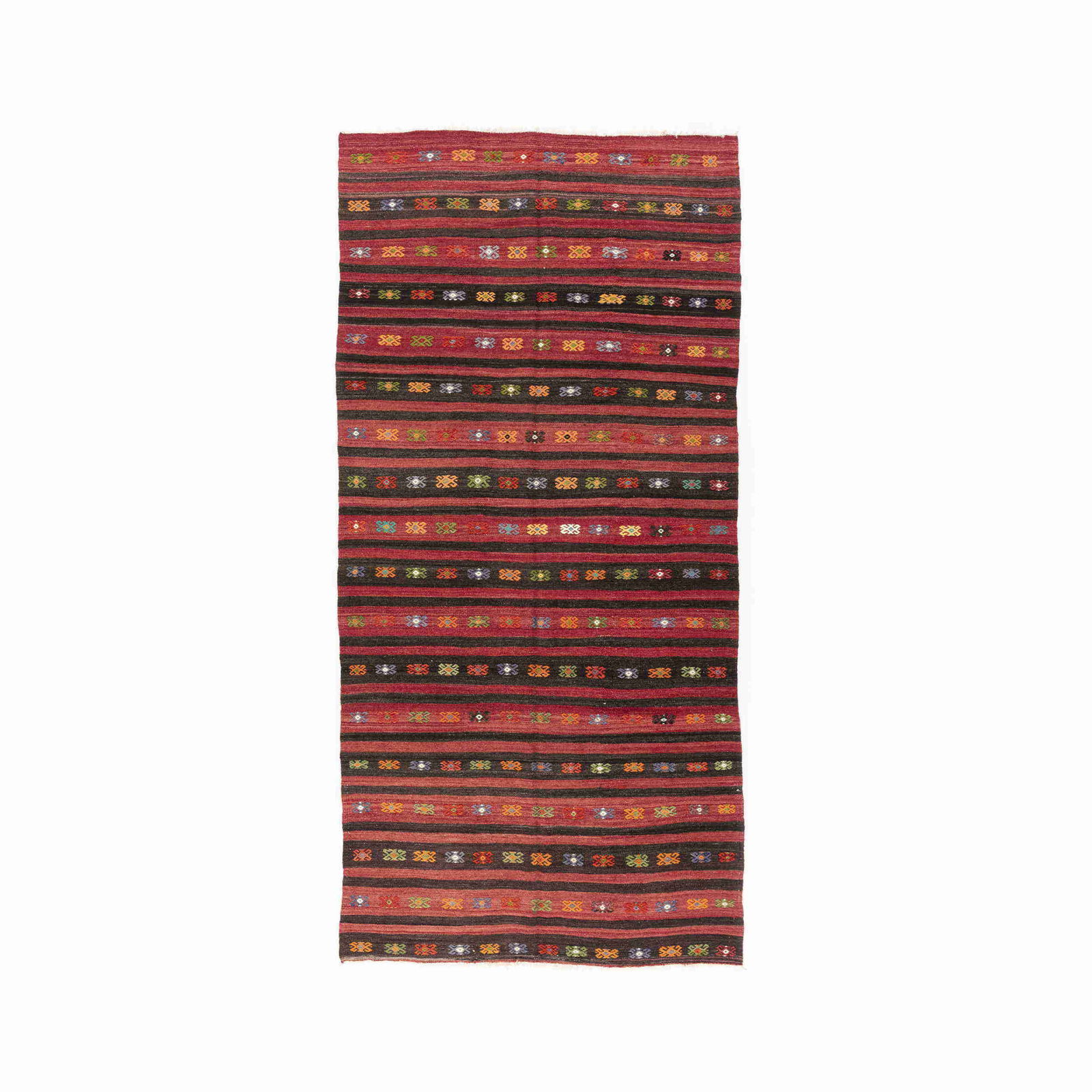 Authentic Handmade Anadol Wool Kilim 70.5 x 145.7 Inches: Authentic Handmade Anadol Wool Kilim 70.5 x 145.7 Inches This authentic handmade Anadol Kilim is crafted from high-quality wool on wool, showcasing a flat woven design. Originating from Anadol, this p