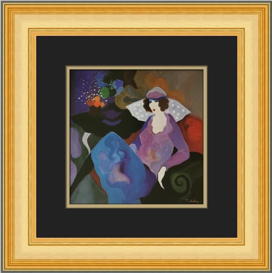 Itzchak Tarkay Lovelines Custom Framed Artwork 16x16 (1 of 2)