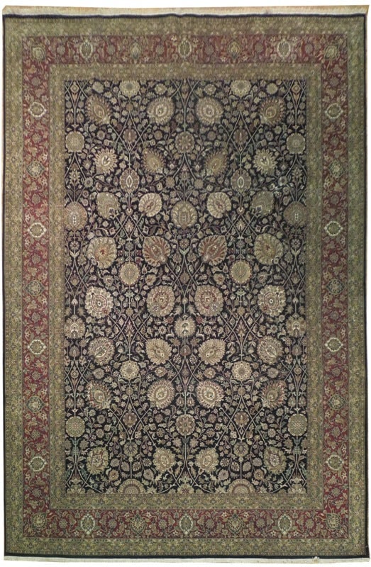 Luxurious Hand-Knotted Black Area Rug 9'9 x 14'5 Fine Quality (1 of 6)