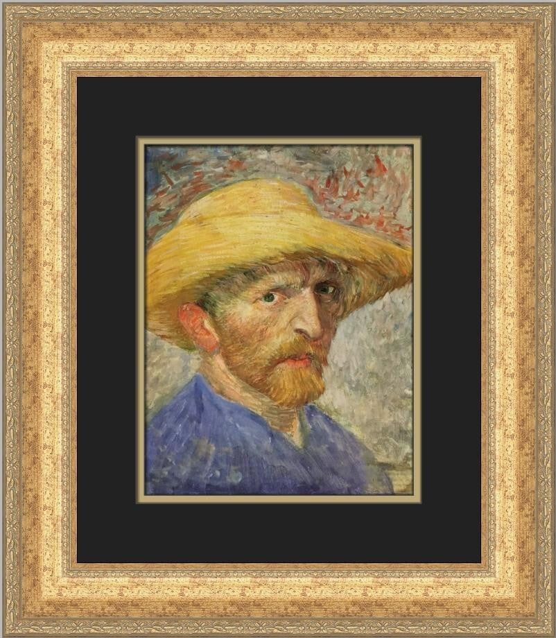 Vincent Van Gogh Self-Portrait Yellow Straw Hat Custom Framed Print 17x15 (1 of 2)