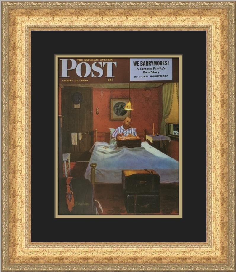 Norman Rockwell Solitaire 1983 Custom Framed Art Print: Norman Rockwell Solitaire 1983 Custom Framed Art Print This stunning custom-framed print features Norman Rockwell's iconic artwork titled "Solitaire," capturing a moment of reflection with charm and e