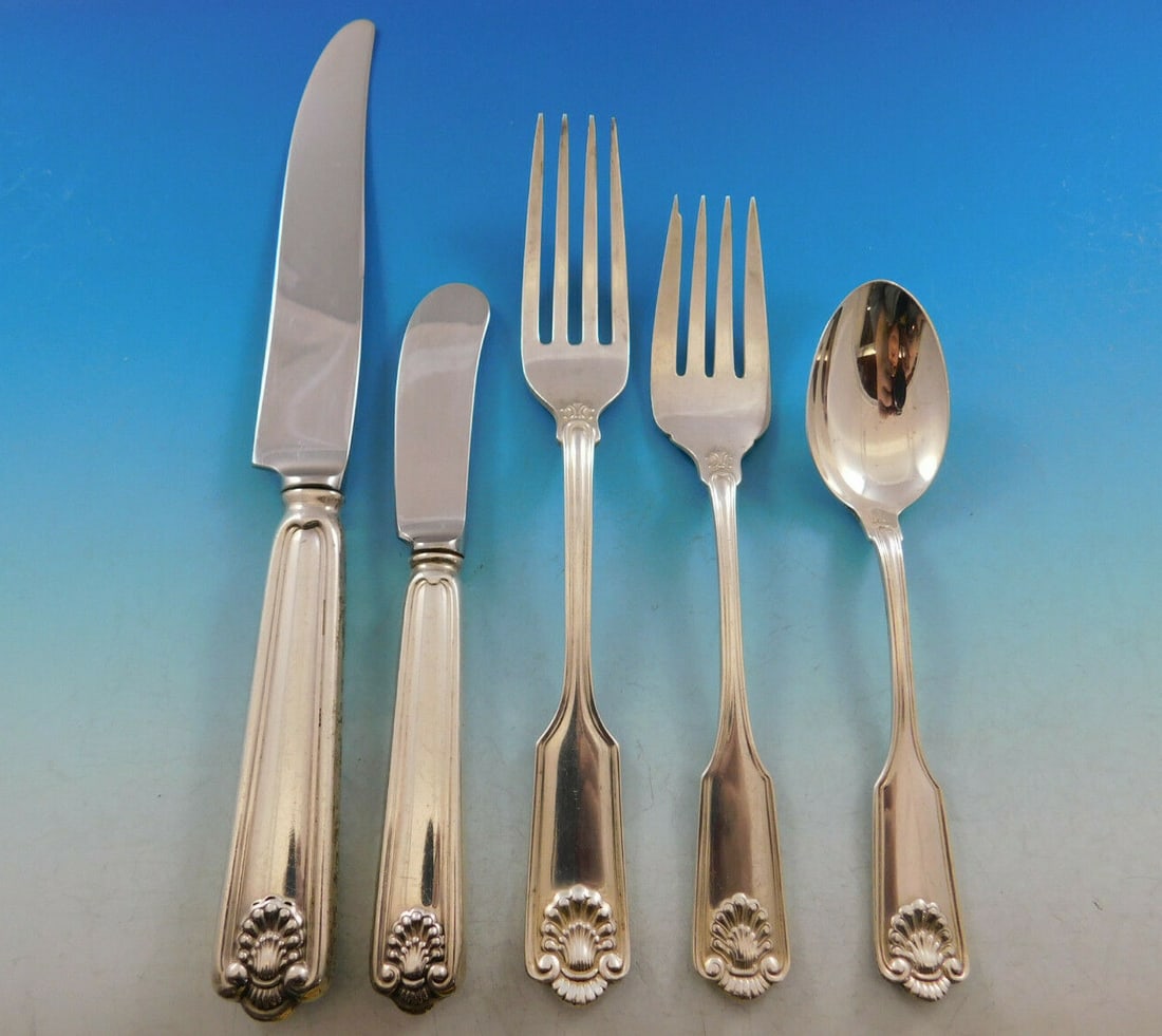 Frank Smith Fiddle Shell Sterling Silver Flatware Set 40 pcs Service for 8 (1 of 6)