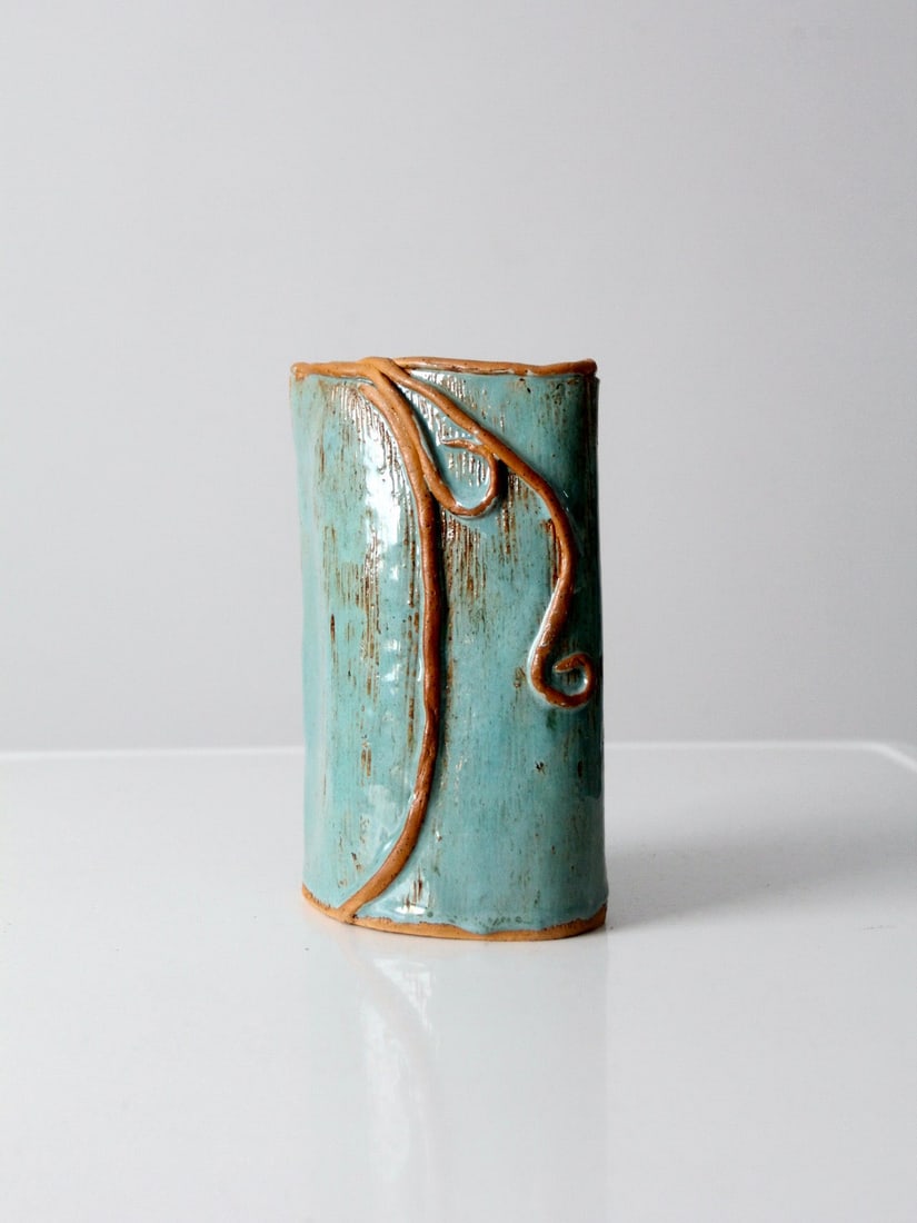 2007 Signed Studio Pottery Vase Turquoise Glaze with Dedication (1 of 13)