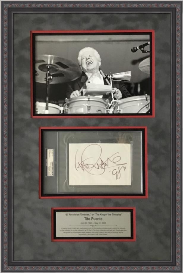 Tito Puente Signed 4x6 Cut Signature PSA/DNA Display King of Timbales (1 of 8)