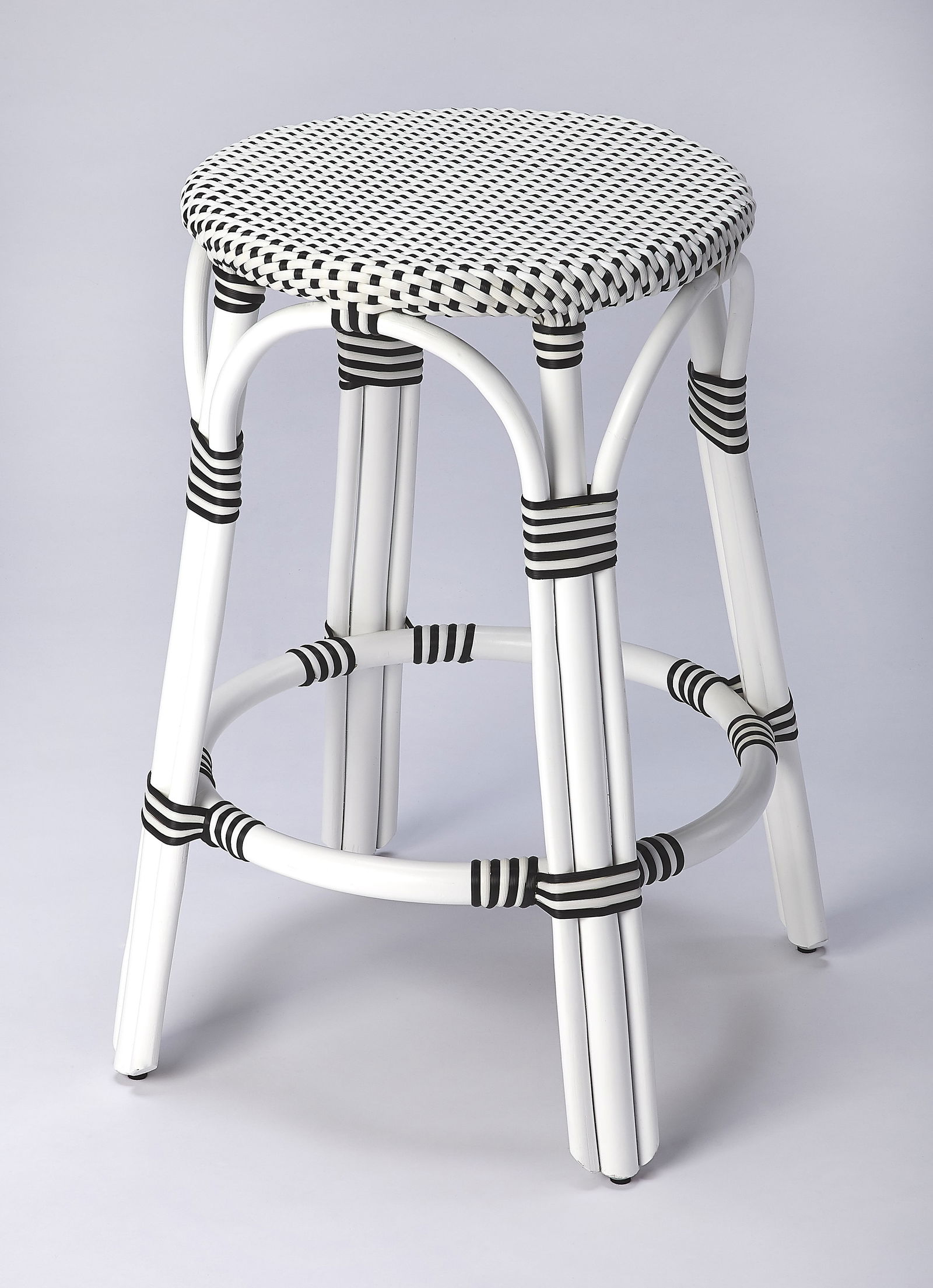 Butler Tobias Coastal Style Black Dot Rattan Counter Stool (1 of 6)