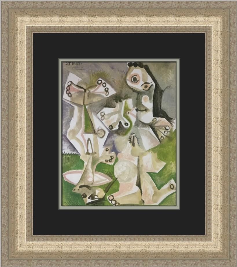 Pablo Picasso Nude Man and Woman Custom Framed Art Print: Pablo Picasso Nude Man and Woman Custom Framed Art Print This stunning custom framed print features Pablo Picasso's captivating work titled "Nude Man and Woman". Measuring 19 in height and 17 in width