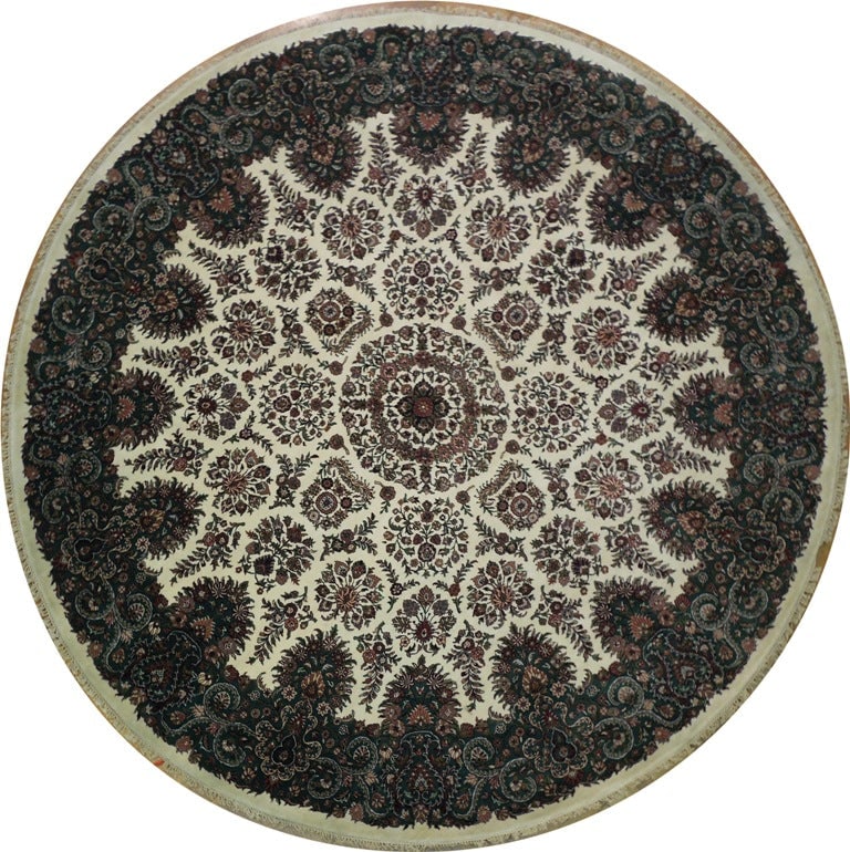 Jaipur Hand-Knotted Round Wool Rug 9.10 x 9.11 Floral Design (1 of 6)