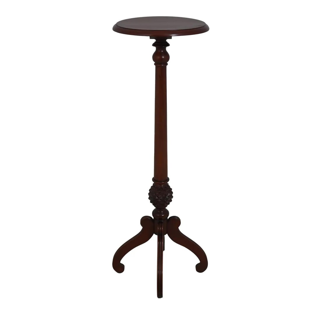 Elegant Cherry Wood Pedestal Stand with Pineapple Base (1 of 10)