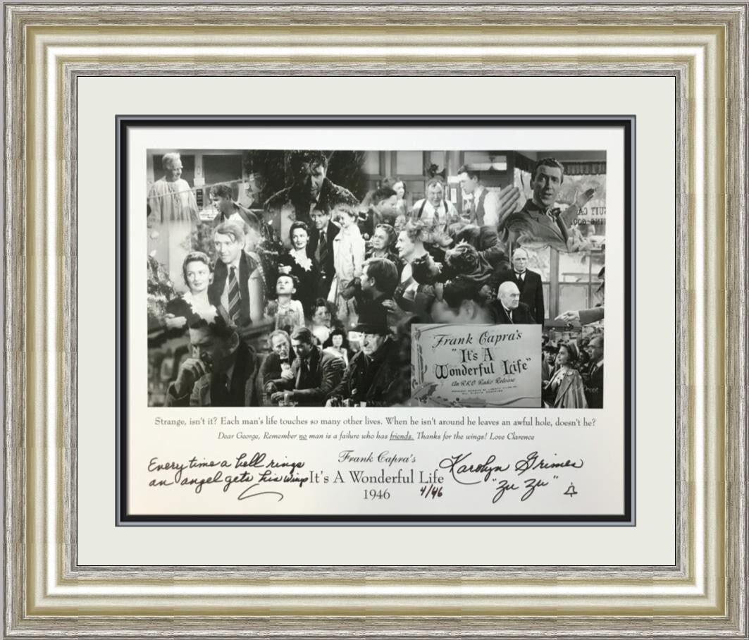 Karolyn Grimes It's A Wonderful Life Signed Photo 26 x 30 Framed: Karolyn Grimes It's A Wonderful Life Signed Photo 26 x 30 Framed This stunning autographed photograph features Karolyn Grimes, known for her role as "Zu Zu" in the beloved film "It's A Wonderful Life.