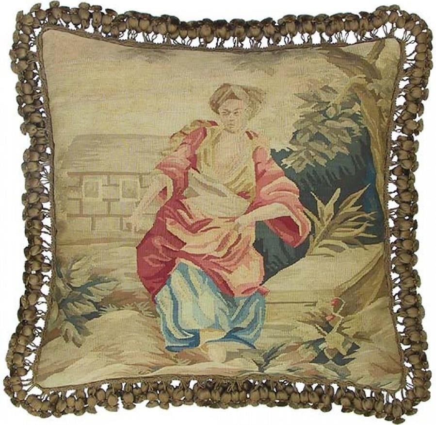Provence Home Aubusson Style 22x22 Velvet Throw Pillow (1 of 1)