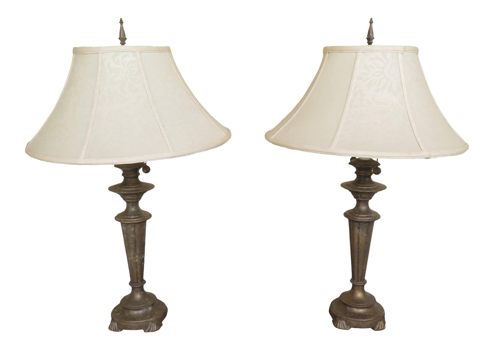 Elegant Pair of Metal Decorator Lamps with Westwood Damask Shades (1 of 9)