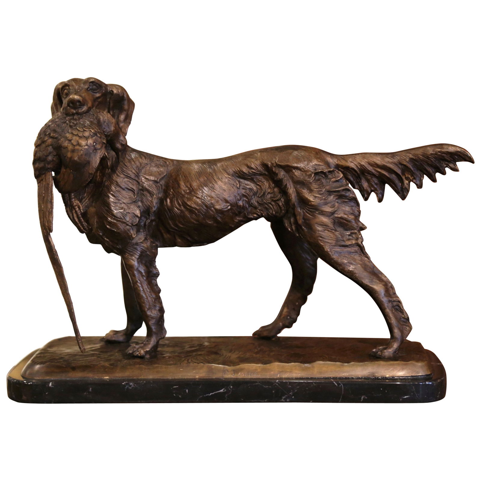 P.J. Mene Vintage Hunting Dog Sculpture on Marble Base (1 of 9)