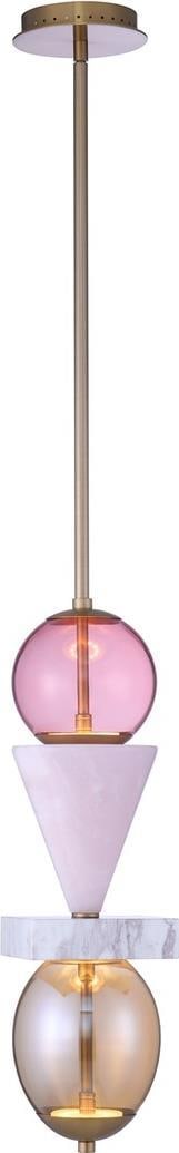Kalco Demi LED Pink Pendant Light Winter Brass 34H Dimmable (1 of 1)