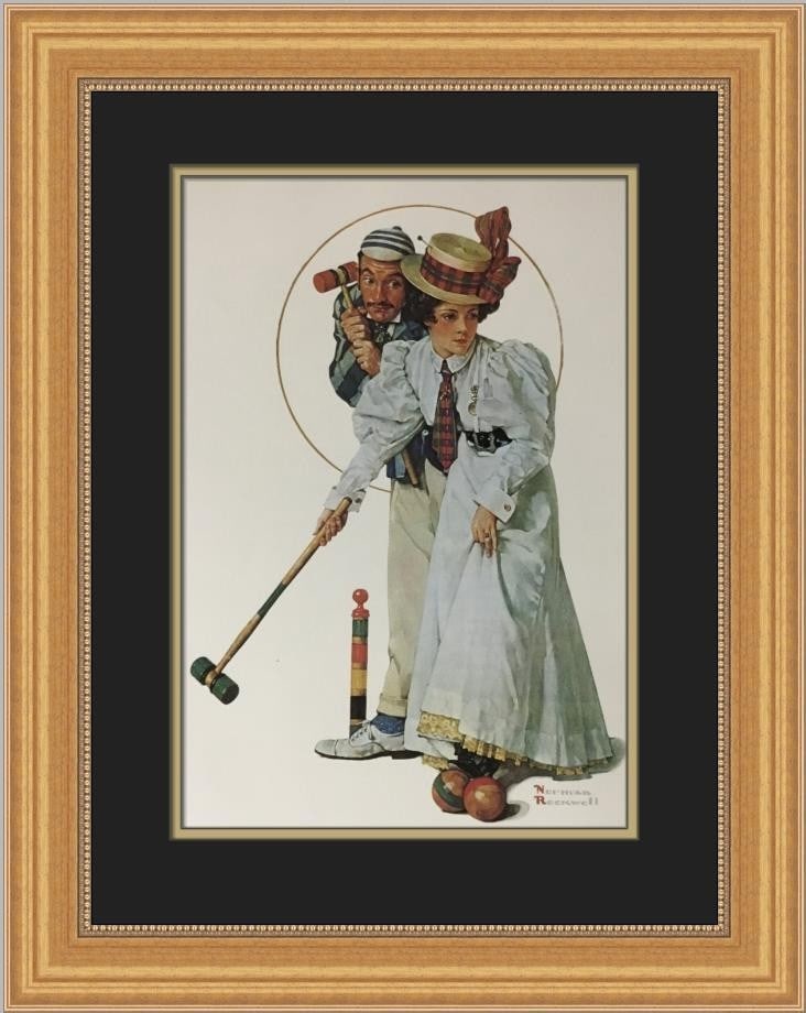 Norman Rockwell Croquet Custom Framed Art Print 1975 (1 of 2)