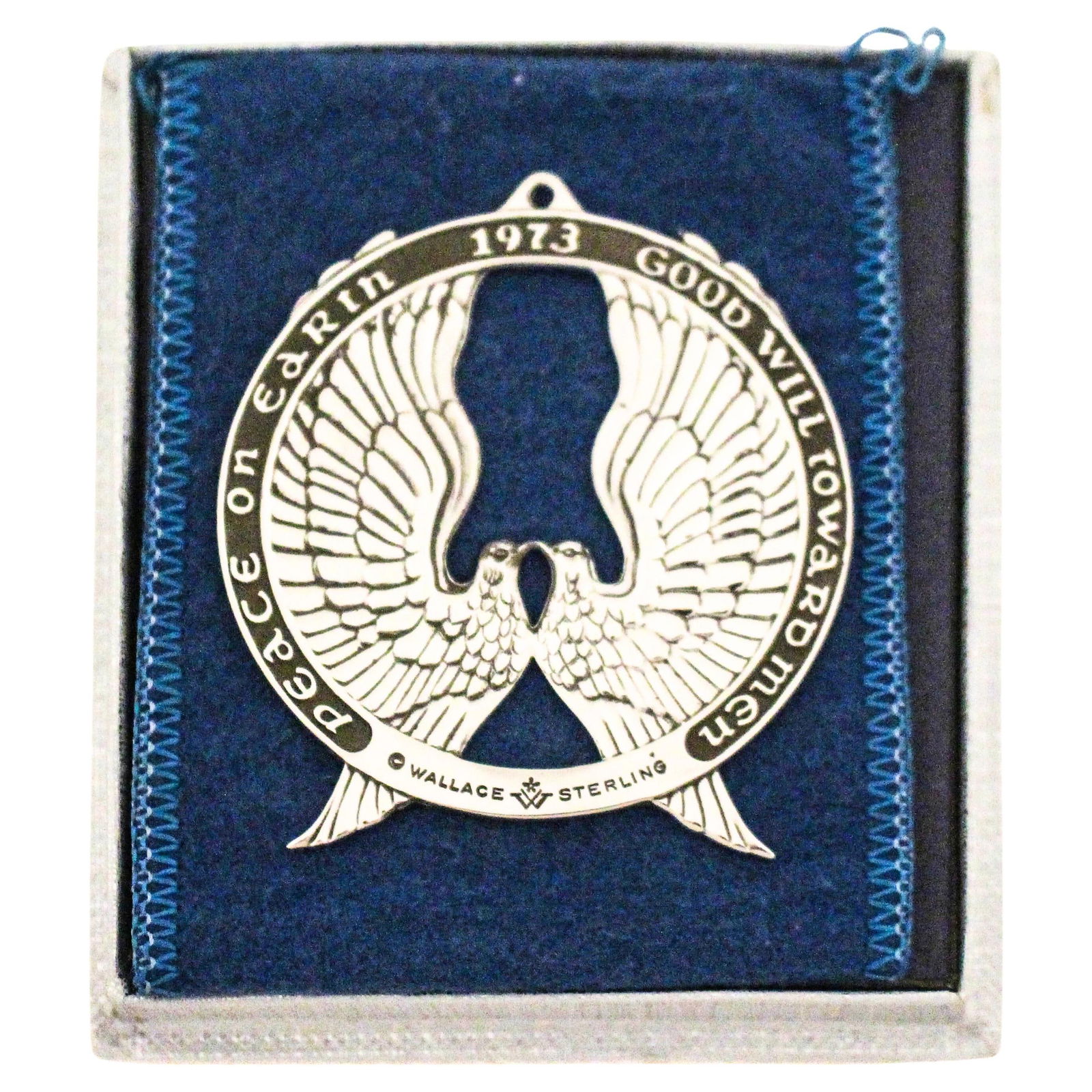 1973 Sterling Silver Christmas Ornament Two Birds Peace on Earth (1 of 4)