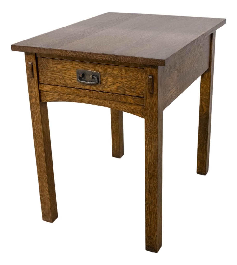 Stickley Mission Oak Lamp Table with Dovetailed Drawer (1 of 10)