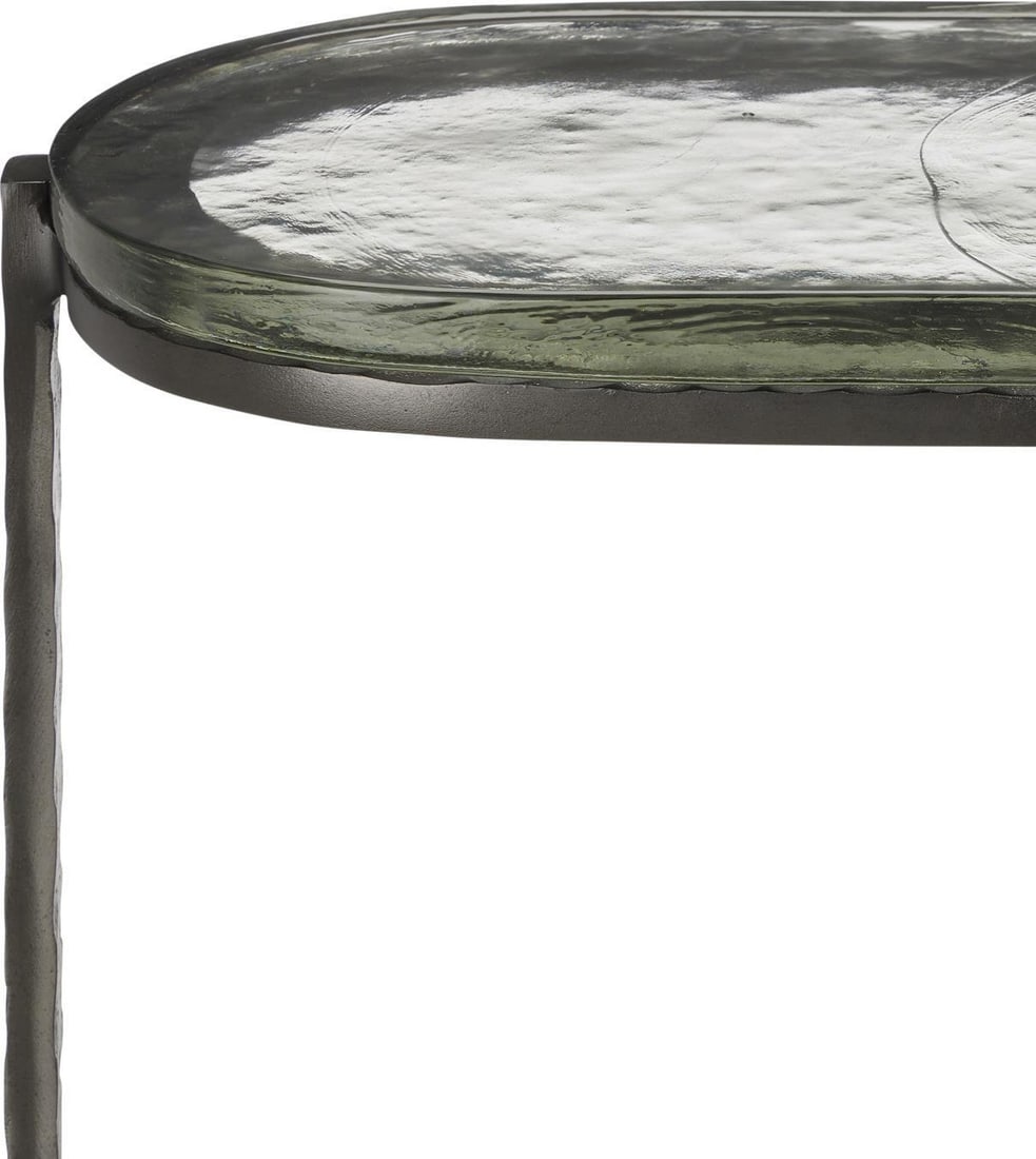 Currey Acea Graphite Side Table in Cast Glass and Aluminum (1 of 4)