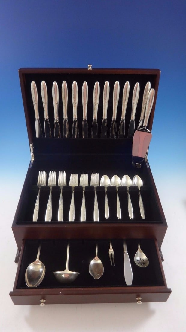 Gorham Celeste Sterling Silver Flatware Set for 12 - 55 Pcs Mid-Century Modern (1 of 7)