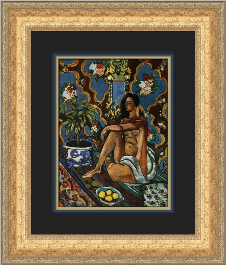 Henri Matisse Decorative Figure Print Custom Framed 1978 Art: Henri Matisse Decorative Figure Print Custom Framed 1978 Art Discover the beauty of Henri Matisse with this striking custom framed print titled 'A Decorative Figure on an Oriental Background.' This me