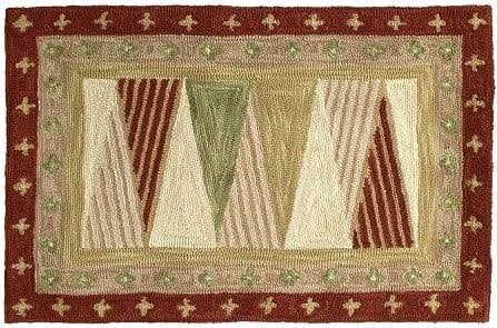 Hand-Hooked Green Wool Rug 4x6 Arts and Crafts Style (1 of 1)