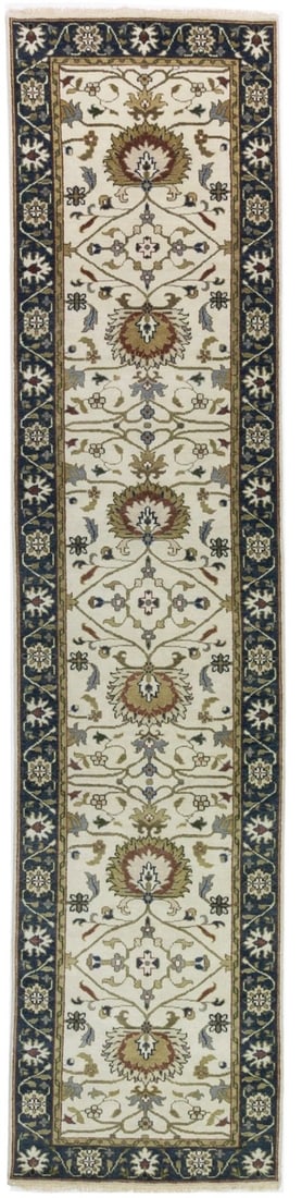 Wool Floral Hand-Knotted Runner Rug 3'1 x 13'2 Modern Peshawar Style (1 of 17)