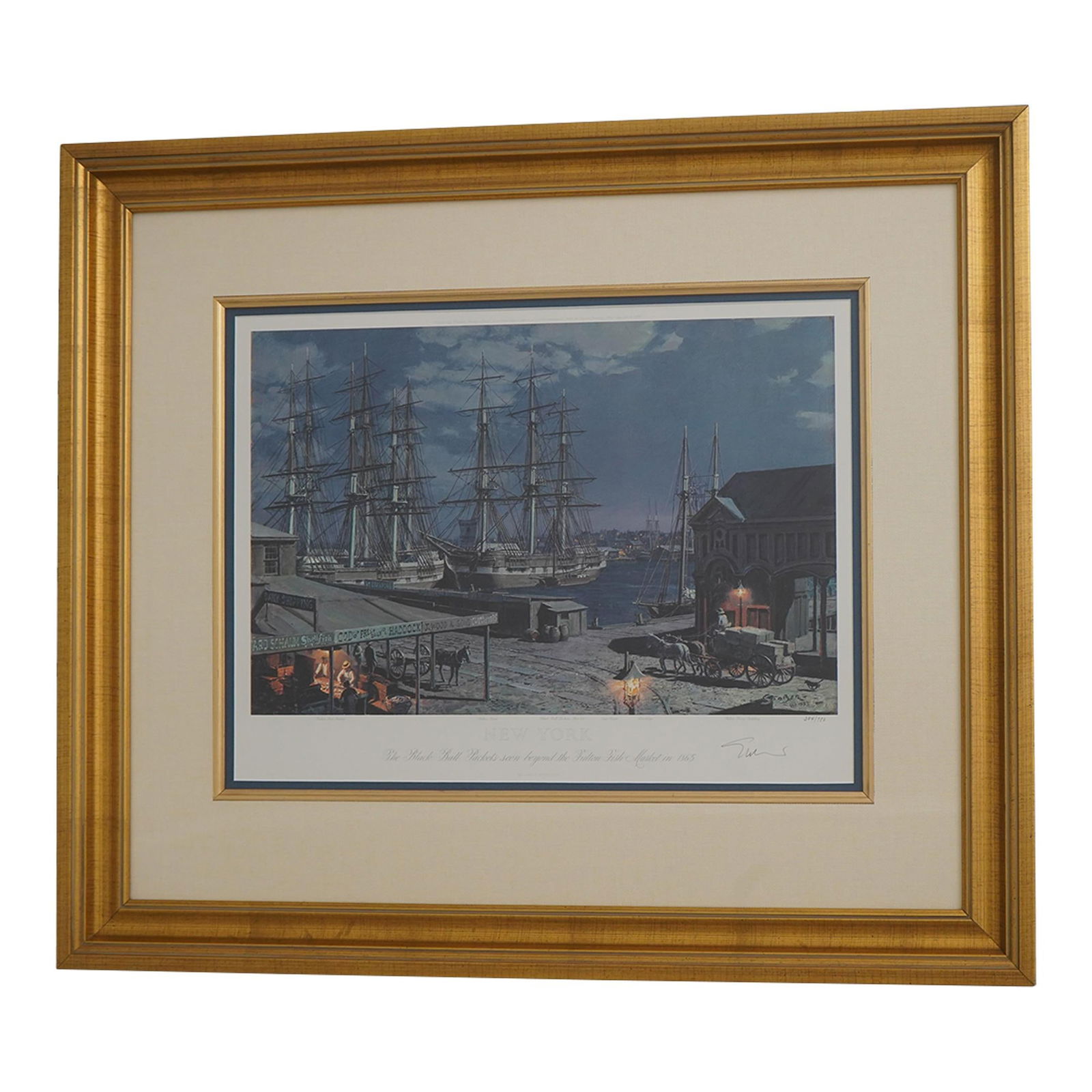 Hand Signed Fulton Fish Market Lithograph Professionally Framed Art (1 of 10)