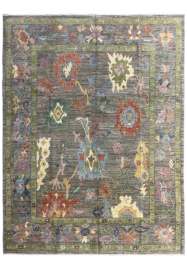 8.1 x 9.9 Green Handmade Oushak Area Rug in Premium Wool (1 of 11)