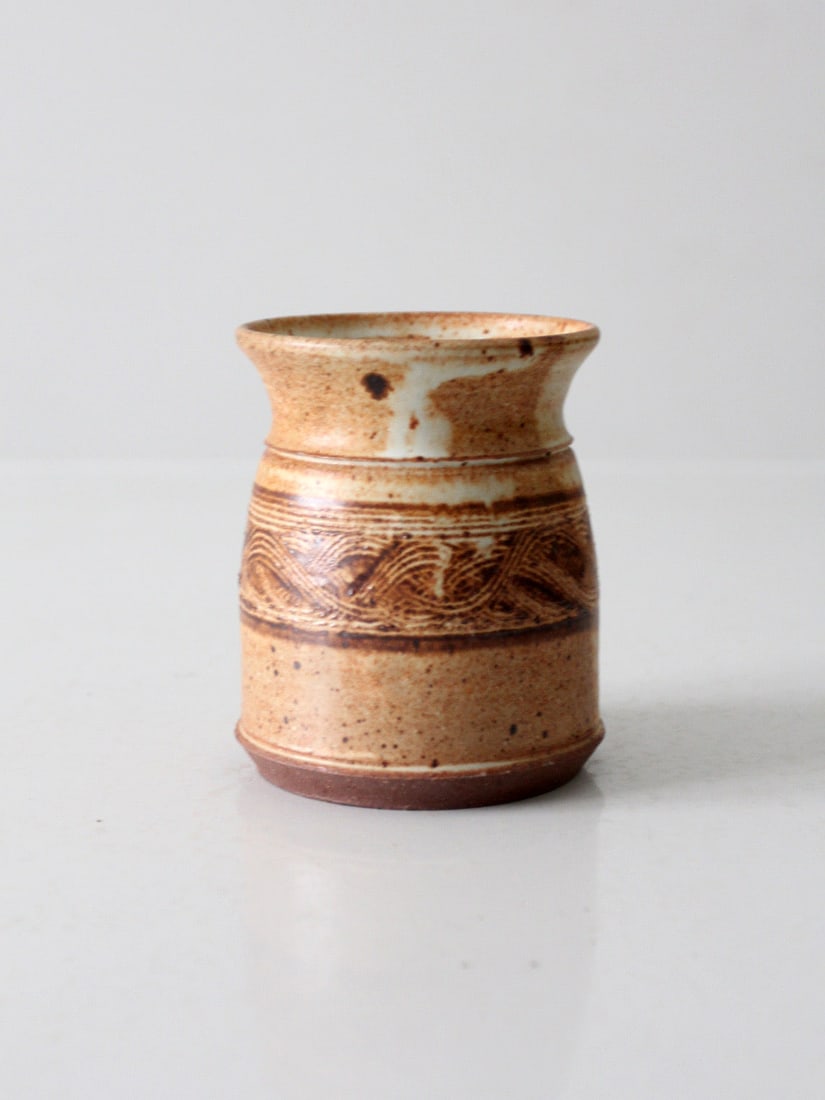 Organic Vintage Studio Pottery Vase in Earth Tones (1 of 9)