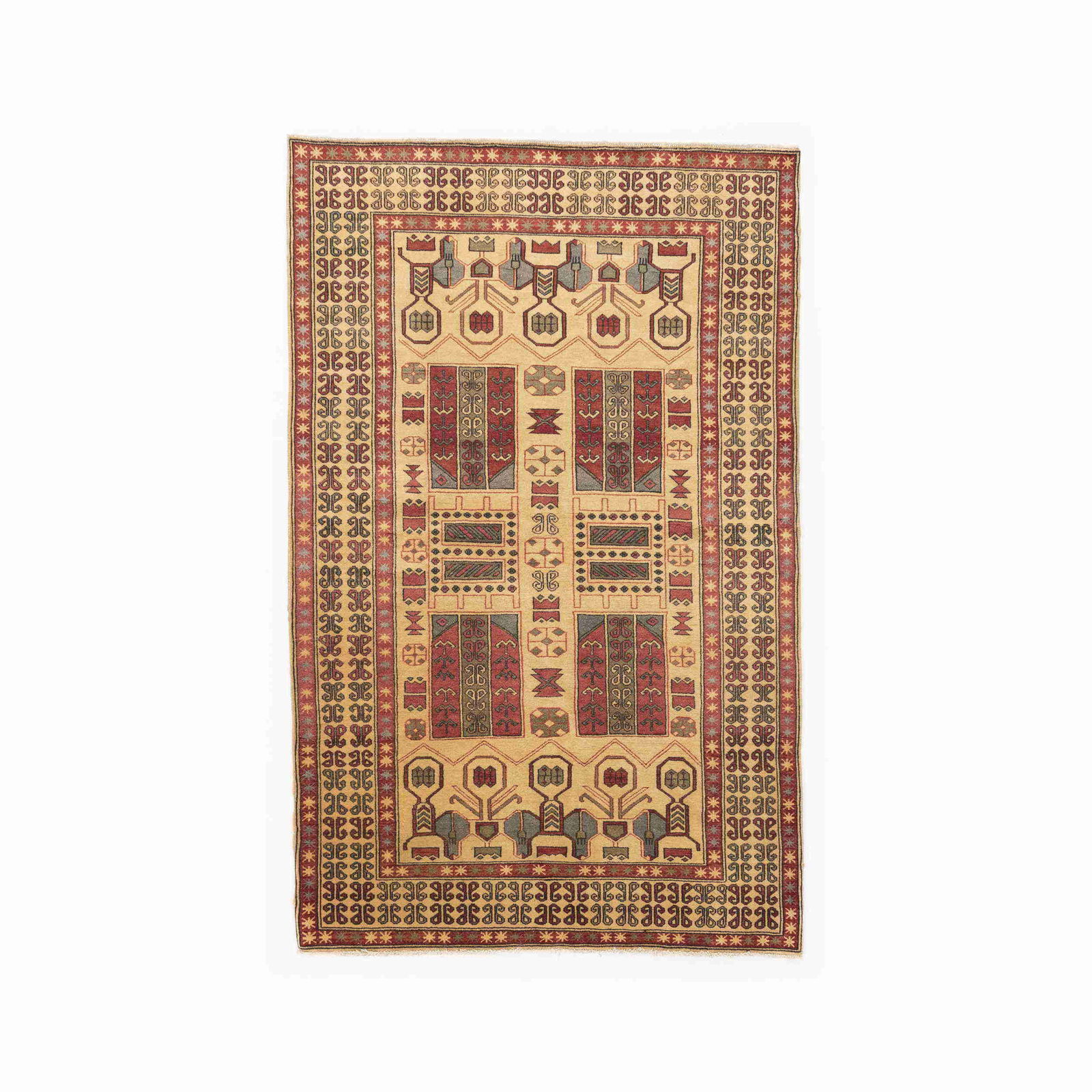 Handmade Anadol Wool on Cotton Carpet 50.4 x 79.5 Inches: Handmade Anadol Wool on Cotton Carpet 50.4 x 79.5 Inches Experience the charm of traditional craftsmanship with this authentic handmade Anadol carpet. Made from a durable wool on cotton blend, this ex