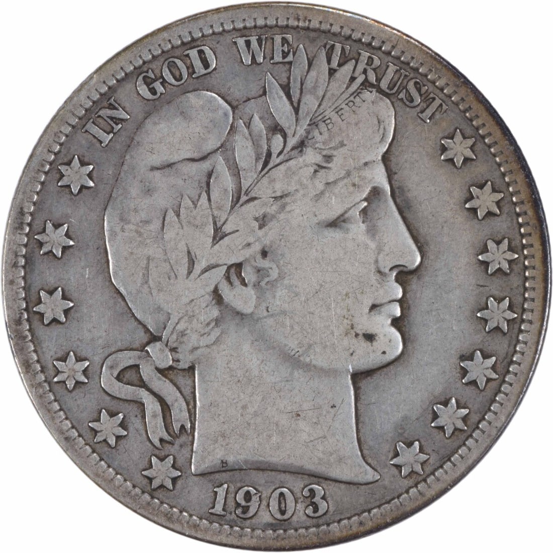1903-S Barber Half Dollar 50C VF Silver Coin Uncertified: 1903-S Barber Half Dollar 50C VF Silver Coin Uncertified Presenting the 1903-S Barber Silver Half Dollar, a notable piece of numismatic history. This coin, designed by Charles E. Barber, is part of th