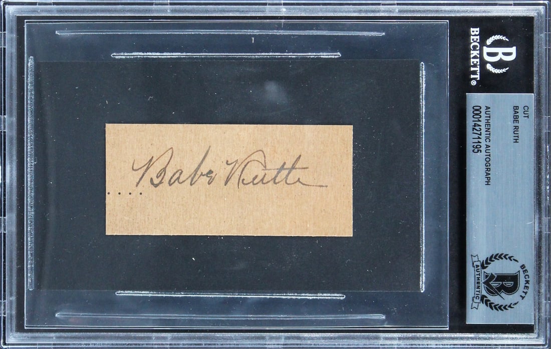 Babe Ruth Autographed 1.5x3.25 Cut Signature JSA BAS Certified Yankees: Babe Ruth Autographed 1.5x3.25 Cut Signature JSA BAS Certified Yankees This authentic cut signature measures 1.5x3.25 inches and features the legendary Babe Ruth, personally signed for a true collecto