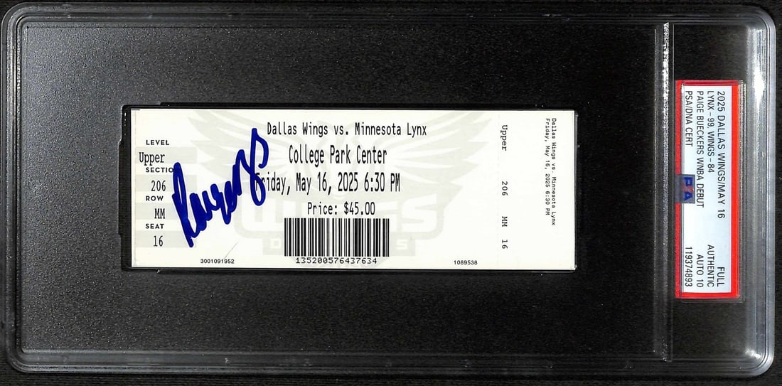 2025 Paige Bueckers Signed WNBA Debut Ticket PSA/DNA AUTO 10 Lynx vs Wings (1 of 1)
