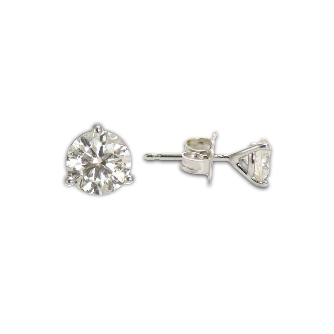 14k White Gold Diamond Stud Earrings 0.85 ct I1 Clarity Round Brilliant: 14k White Gold Diamond Stud Earrings 0.85 ct I1 Clarity Round Brilliant These exquisite diamond stud earrings are crafted from 14k white gold, featuring brilliant round diamonds with a total carat wei