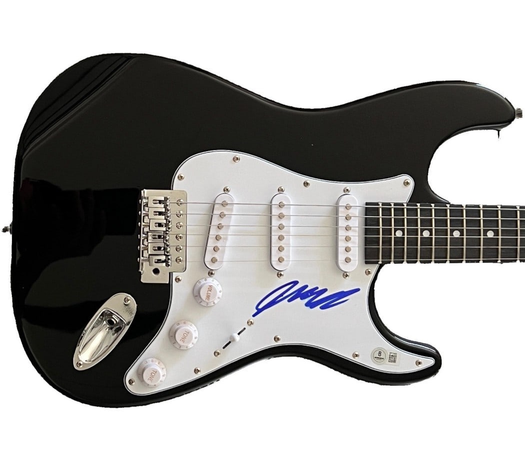 Jaden Smith Autographed Electric Guitar Beckett Authenticated Original: Jaden Smith Autographed Electric Guitar Beckett Authenticated Original This is an original electric guitar autographed by Jaden Smith, a notable artist. The signature has been authenticated by Beckett