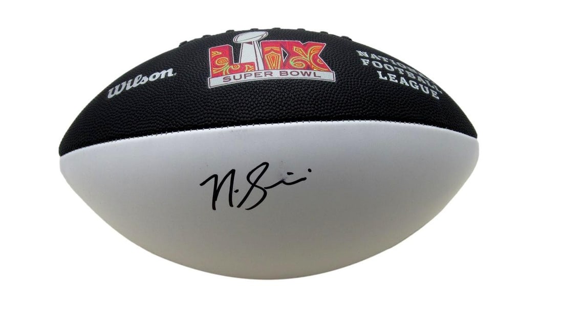 Nick Sirianni Autographed Super Bowl LIX Football Eagles Beckett Authenticated: Nick Sirianni Autographed Super Bowl LIX Football Eagles Beckett Authenticated This is a Nick Sirianni autographed Super Bowl LIX logo football representing the Philadelphia Eagles. The ball comes wit