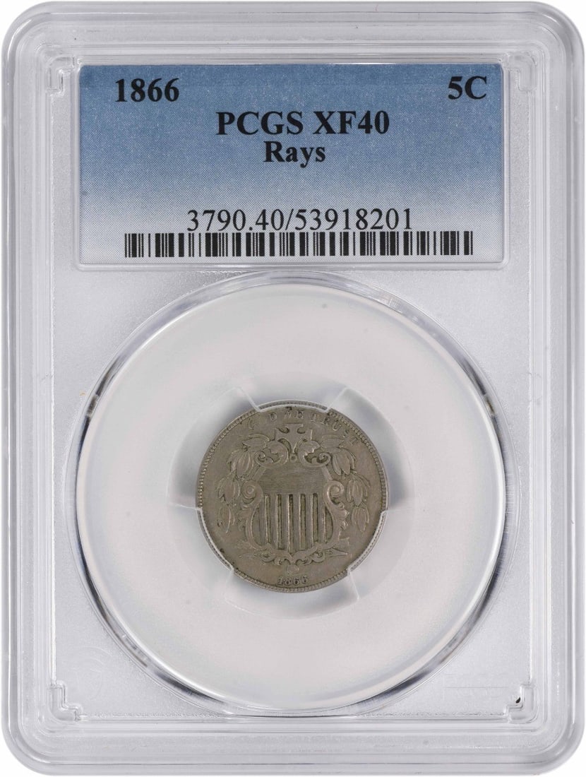 1866 Shield Nickel 5C PCGS EF40 Philadelphia (1 of 2)