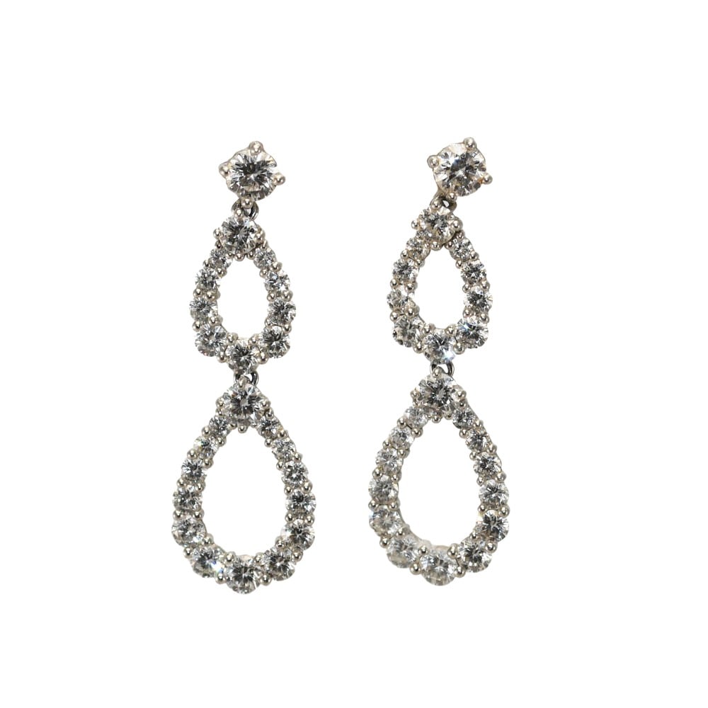 18K White Gold Vintage Diamond Dangle Earrings 2.00CTW (1 of 5)