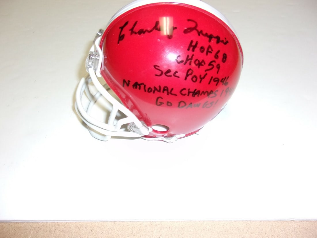 Charley Trippi Signed Mini Helmet Georgia Bulldogs 1959 National Champs (1 of 1)