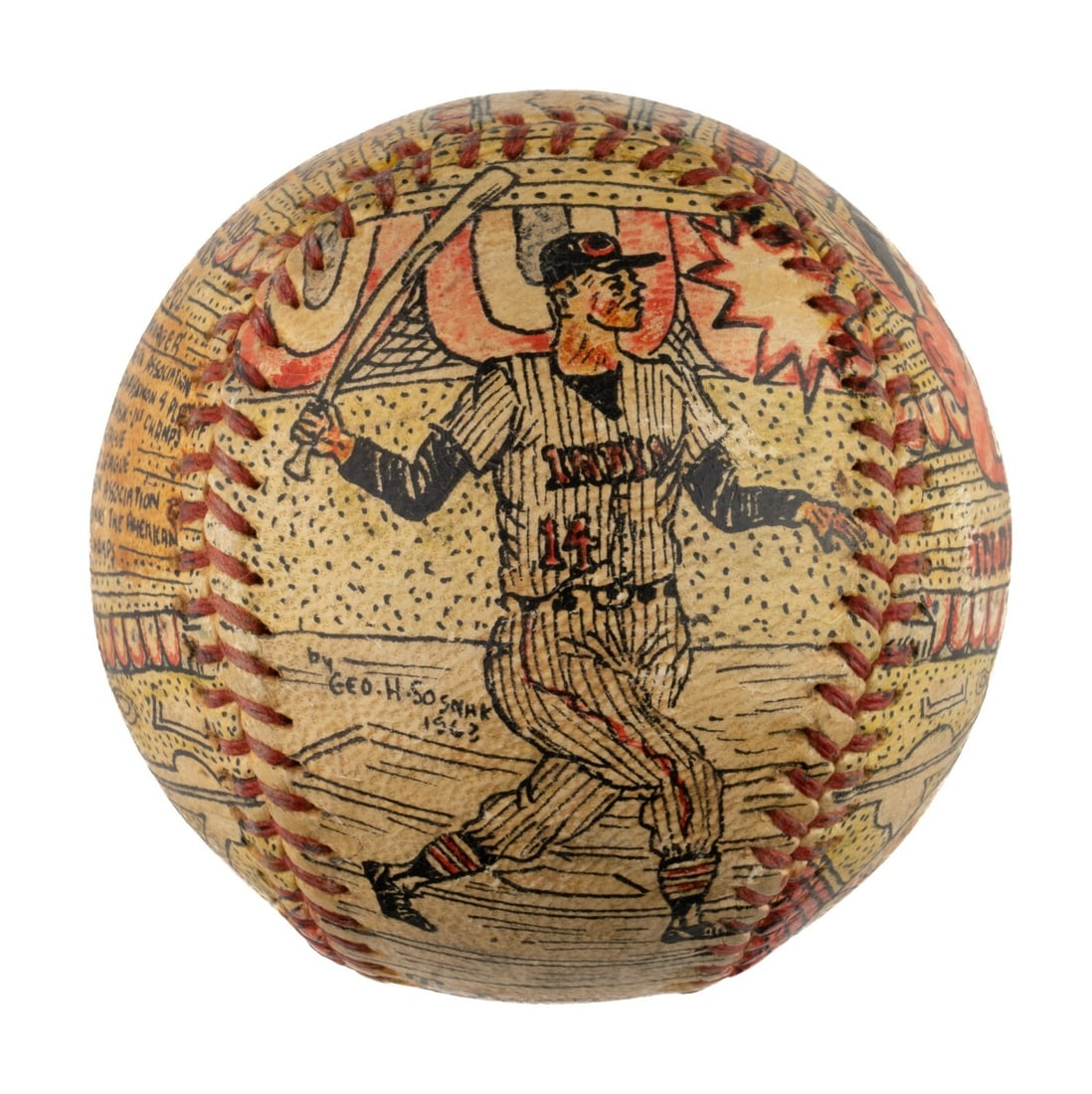 Luke Appling Folk Art Baseball by George Sosnak Signed 1963 (1 of 6)