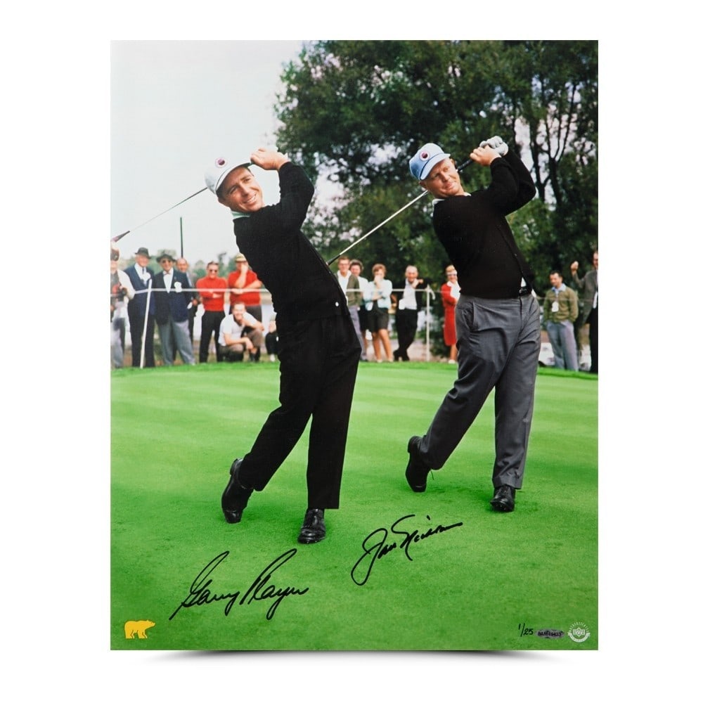 Jack Nicklaus Gary Player Signed 16X20 Photo Upper Deck Authenticated: Jack Nicklaus Gary Player Signed 16X20 Photo Upper Deck Authenticated Capture a piece of golf history with this autographed 16x20 photo featuring the legendary duo, Gary Player and Jack Nicklaus. This