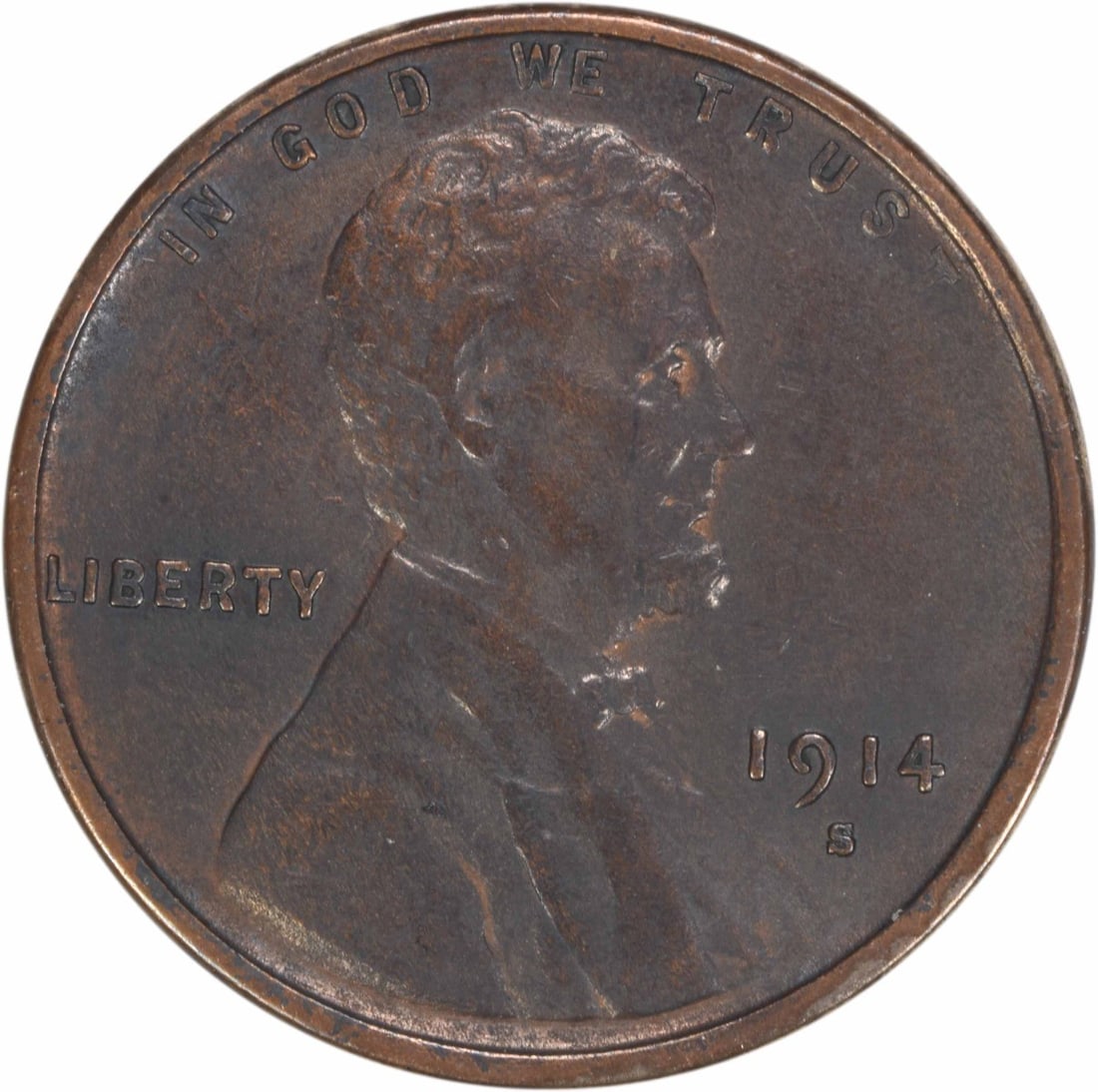 1914-S Lincoln Wheat Cent EF Uncertified Copper Coin (1 of 2)