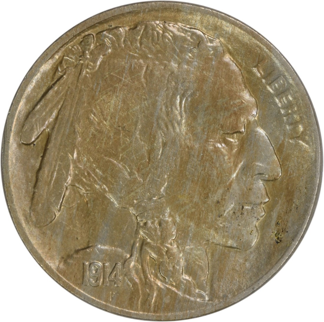 1914 Buffalo Nickel Choice BU Uncertified 5C Copper Coin (1 of 2)